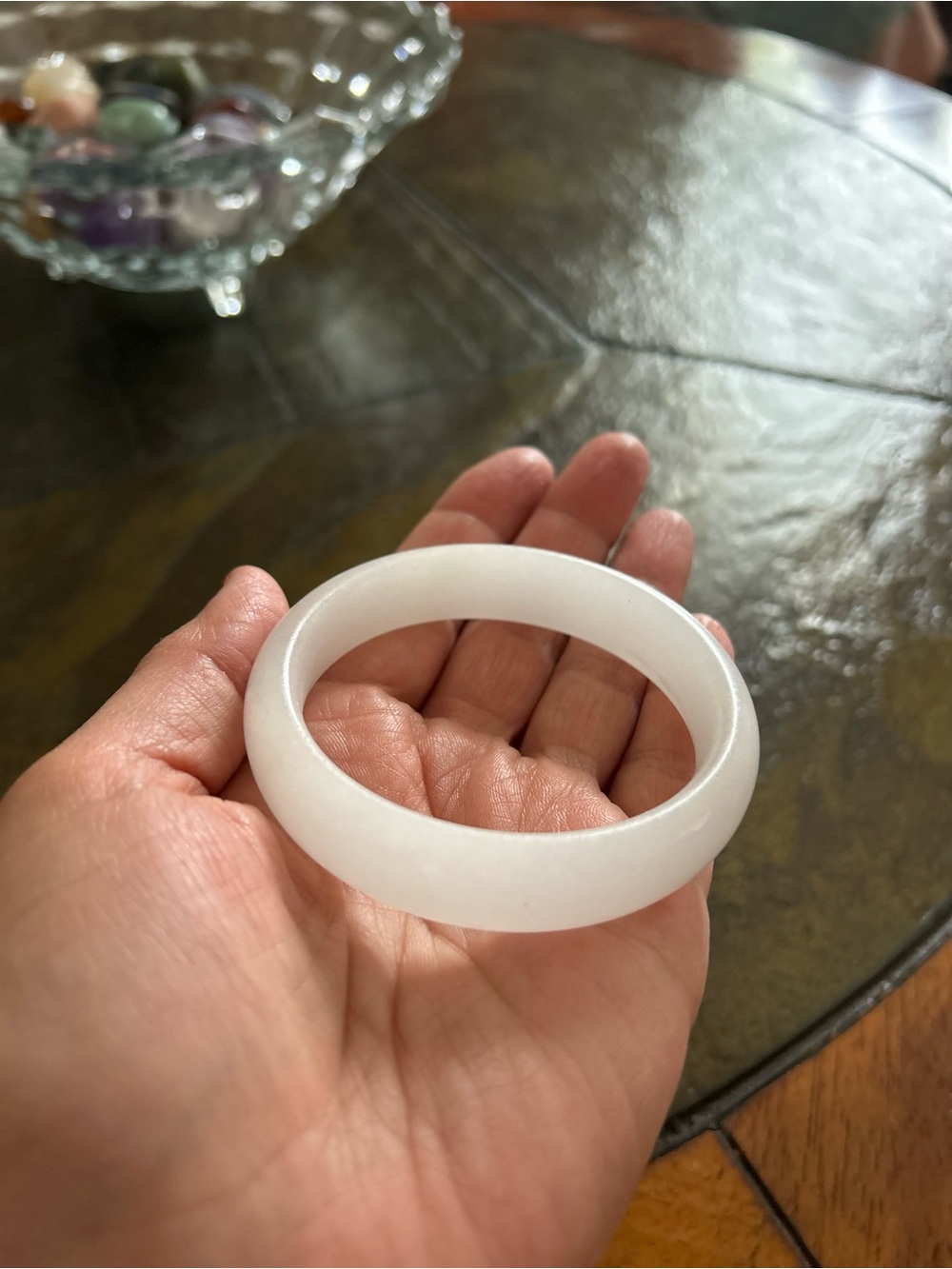 Simple White Translucent Bangle Jade Bracelet
